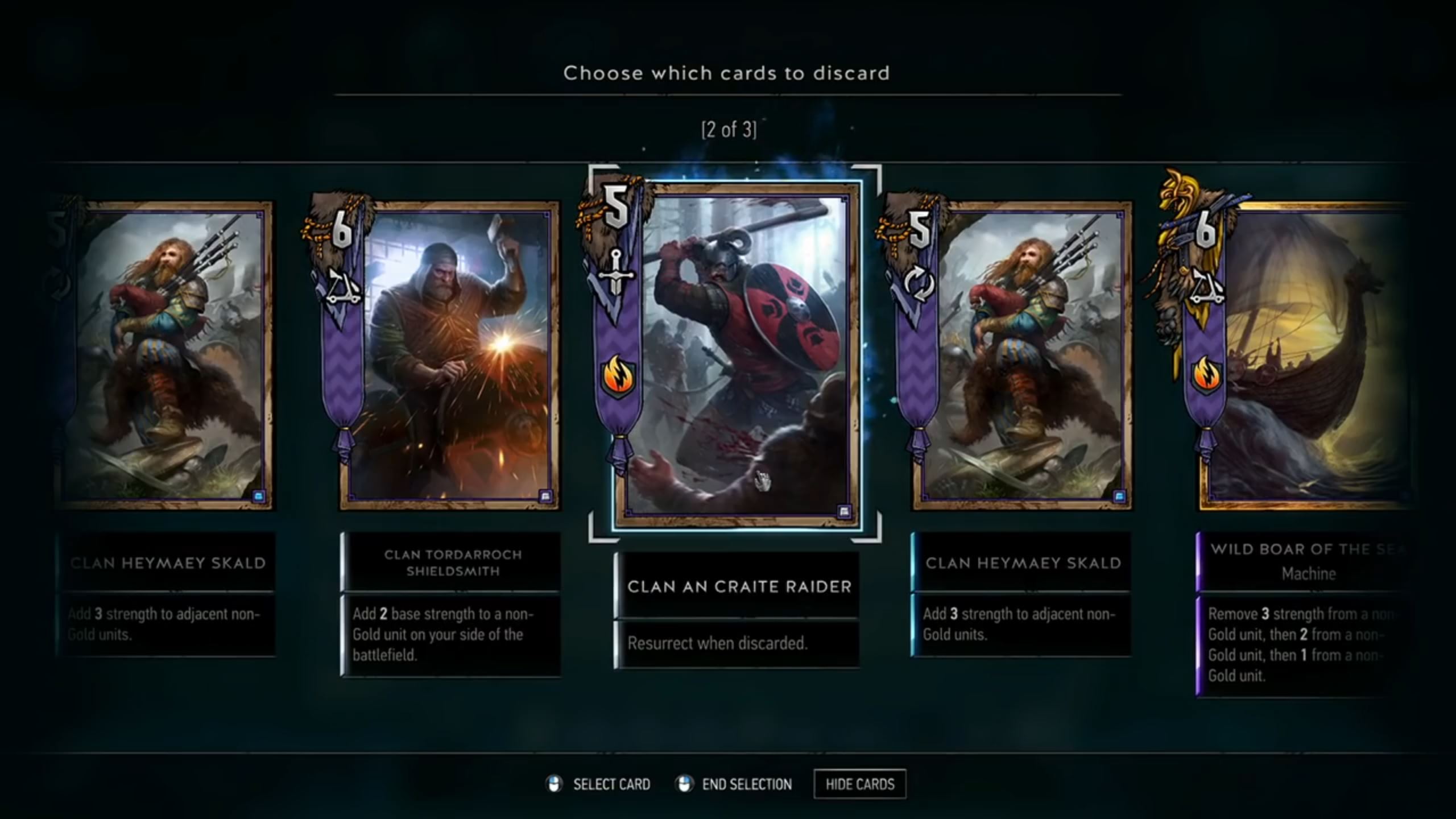 Card selection overlay<br>Footage from 2017