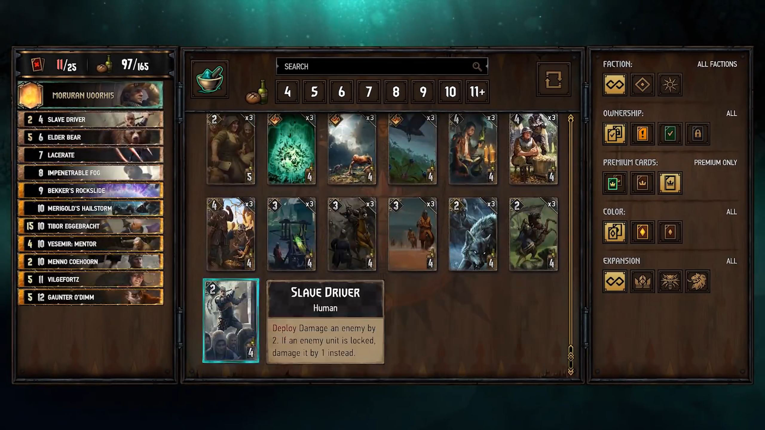 Deckbuilder screen<br>Footage from 2018